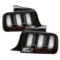 Spyder White Light Bar LED Tail Lights (Black) | 05-09 Ford Mustang