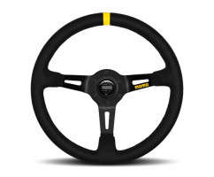 MOMO Steering Wheel | MOD.08 | 350mm/88mm Dish | Black Suede/Black Spokes/1 Stripe
