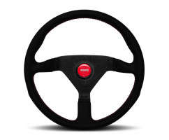 MOMO Steering Wheel | Montecarlo | 320mm/40mm Dish | Black Alcantara/Red Stitching/Black Spokes