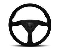 MOMO Steering Wheel | Montecarlo | 350mm/40mm Dish | Black Alcantara/Black Stitching/Black Spokes