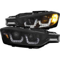 Anzo Projector Headlights w/U-Bar | For Halogen Lights | Clear/Black | 12-15 BMW 3 Series
