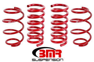 BMR Suspension Red Lowering Springs | Set Of 4 | Minimal Drop | Performance (15-24 Ford Mustang)