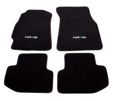 NRG Logo Carpeted Floor Mats | Black | 1st & 2nd Row | 4 Pieces