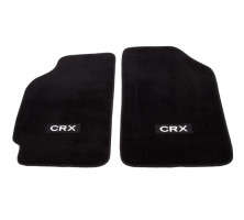 NRG CRX Logo Carpeted Floor Mats | Black | 1st Row | 2 Pieces