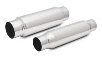 Vibrant Performance 12" Stainless Steel Bottle Style Resonators | 2.5" Inlet Outlet | 4" Body OD