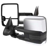 Spec-D Tuning Power Heated Manual Extendable Chrome Towing Mirrors w/Smoke Lens LED Turn Signal & Clearance Lights