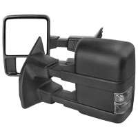 Spec-D Tuning Manual Adjustable & Extendable Towing Mirrors w/Smoke Lens Turn Signal Lights (99-16 Ford F-250/350 Super Duty)