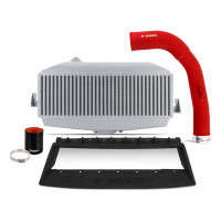 Mishimoto Top-Mount Intercooler Kit | Silver Intercooler | Red Pipe