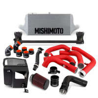 Mishimoto Performance Front-Mount Intercooler Kit w/ Intake | Silver Intercooler | Red Pipes