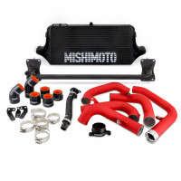 Mishimoto Performance Front-Mount Intercooler Kit | Black Intercooler | Red Pipes