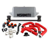 Mishimoto Performance Front-Mount Intercooler Kit | Silver Intercooler | Red Pipes