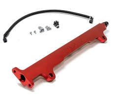 AMS Performance CNC Machined Red Aluminum Fuel Rail w/ Pulsation Dampener