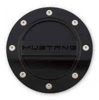 Drake Muscle Cars Fuel Door Comp Series Black Mustang Logo