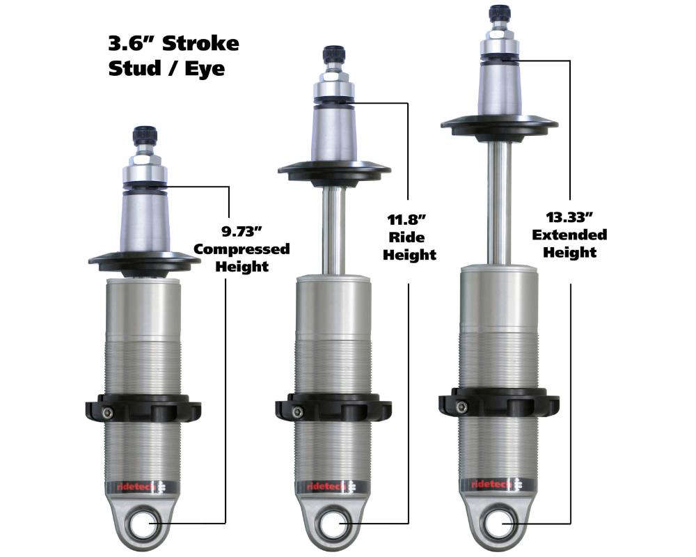 RideTech HQ Series Coilover Shock w/ 3.6" Stroke 2" Stud Mount Universal