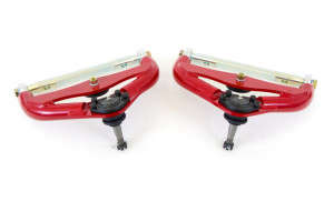 UMI Performance 1" Tubular Front Upper A-Arms | Adjustable | Red (80-87 Buick Regal/80-83 Chevy Malibu/80-88 Monte Carlo)