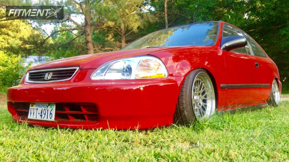 1996 Honda Civic EX with 15x8 ESM 007 and Achilles 155x50 on Coilovers 245081 Fitment Industries