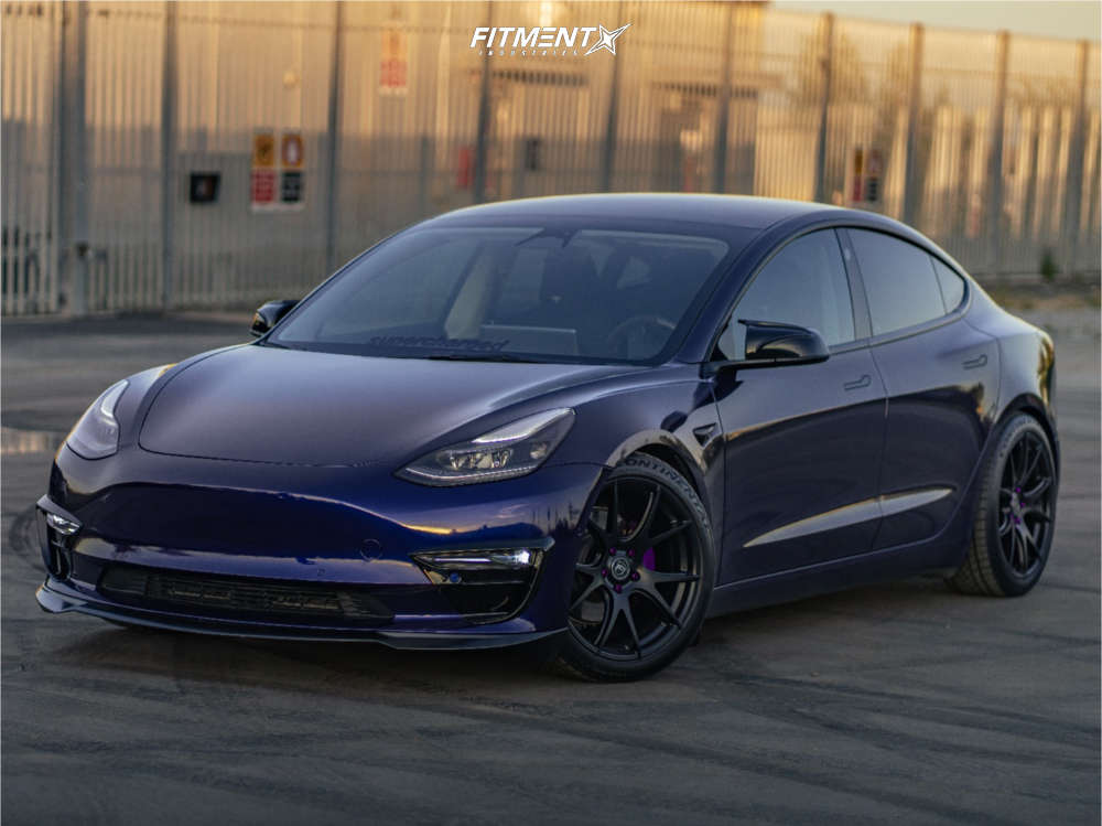 1 2022 3 Tesla Long Range Mountain Pass Performance Coilovers Forgestar Cf5v Satin Black