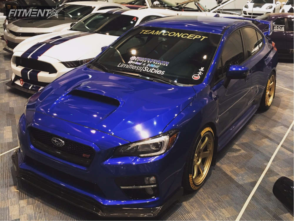 15 Subaru Wrx Sti Base With 18x10 Volk Te37 And Bridgestone 265x35 On Lowering Springs Fitment Industries