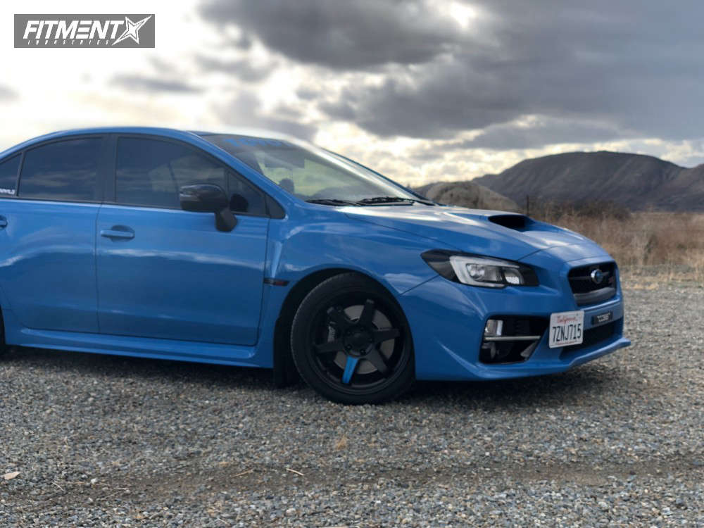 16 Subaru Wrx Sti Series Hyperblue With 18x8 5 Varrstoen Es2 And Toyo Tires 255x55 On Lowering Springs Fitment Industries