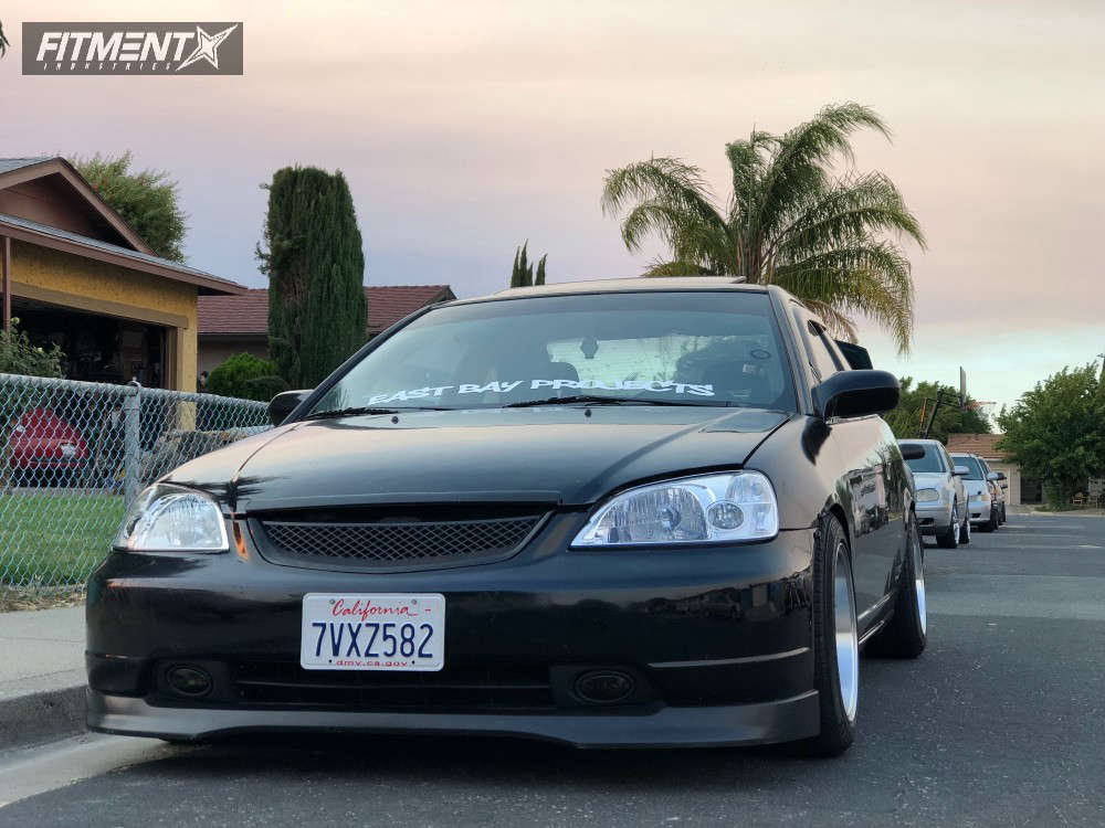 2001 Honda Civic with 15x8.5 Ryver Sawblade and Falken 185x60 on
