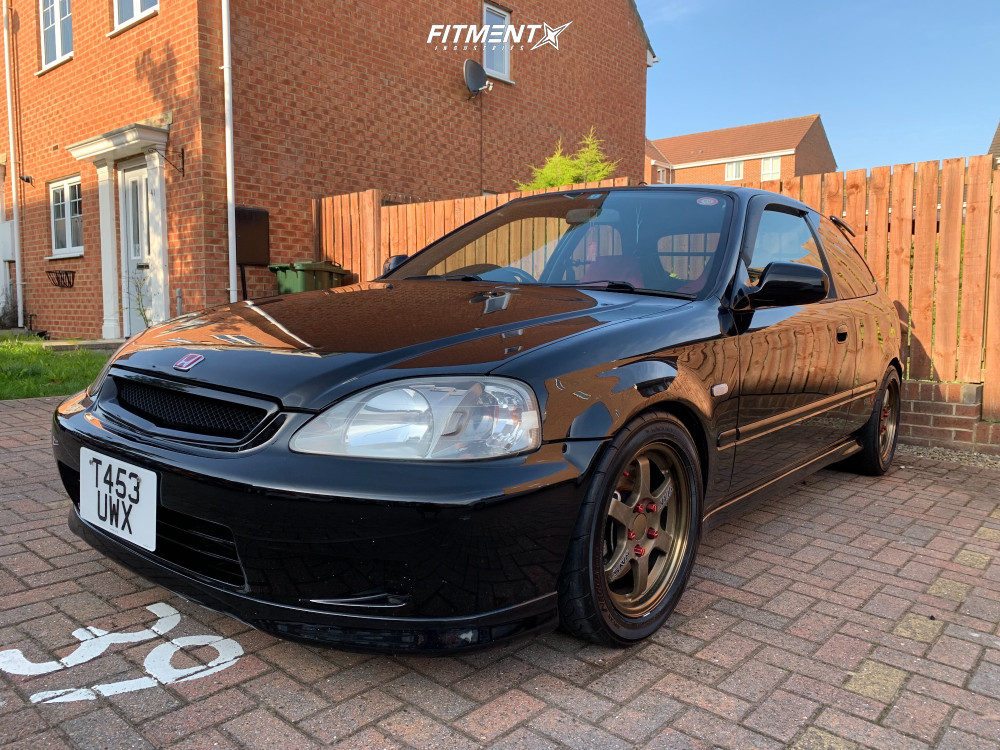 1999 Honda Civic CX with 15x7 Rays Engineering Te37 and Yokohama